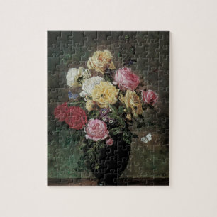 Still Life with Flowers in Vase by Olaf Hermansen Jigsaw Puzzle