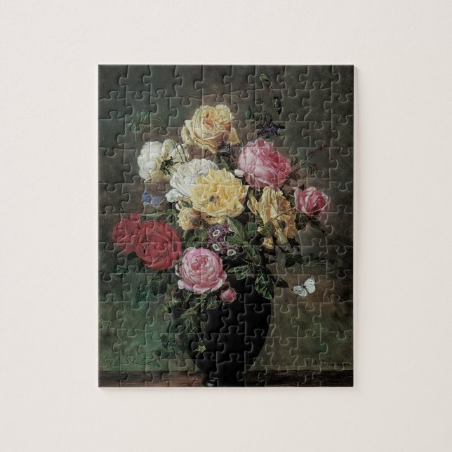 Still Life with Flowers in Vase by Olaf Hermansen Jigsaw Puzzle (Vertical)