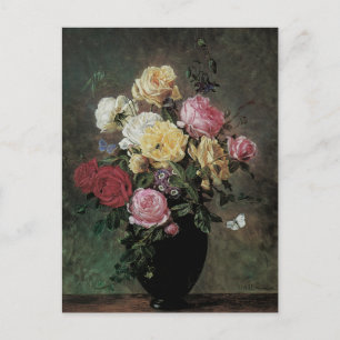 Still Life with Flowers in Vase by Olaf Hermansen Postcard