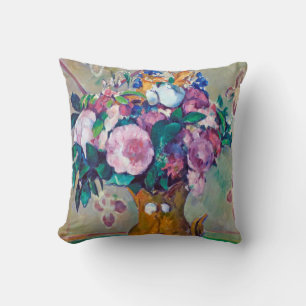 Still Life with Flowers, Paul Cezanne Throw Pillow