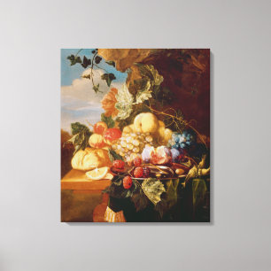 Still life with fruit and flowers canvas print