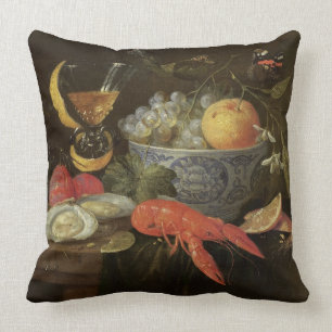 Still Life with Fruit and Shell Fish, 1653 (oil on Throw Pillow