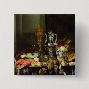 Still Life with Fruit and Shellfish 2 Inch Square Button