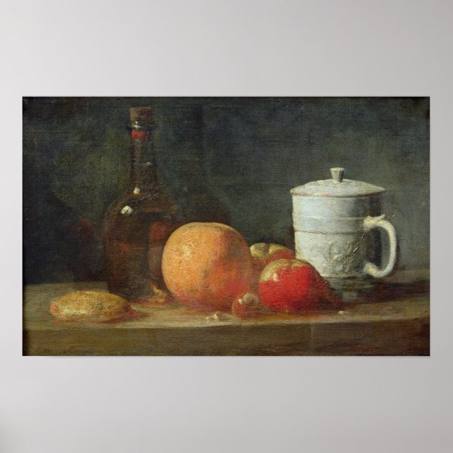 Still Life with Fruit and Wine Bottle Poster (Front)