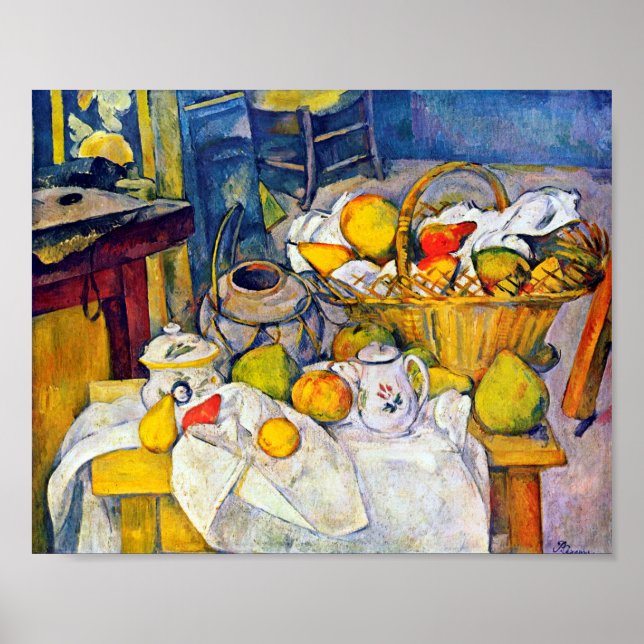 Still Life with Fruit Basket, Paul Cezanne Poster (Front)