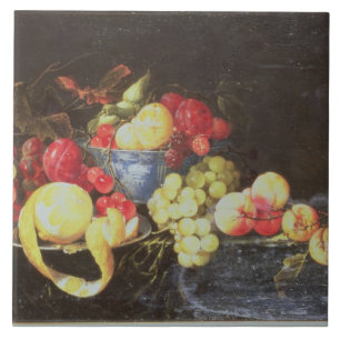 Still Life with Fruit in Delft Bowl, Including a P Tile
