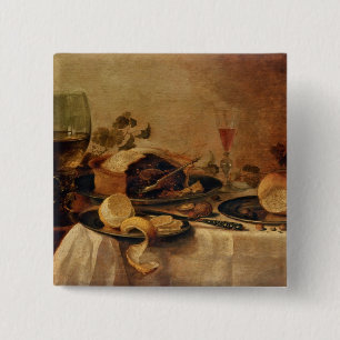Still Life with Fruit Pie, 1635 2 Inch Square Button