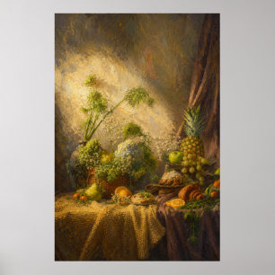 Still Life with Fruits and Flowers Poster