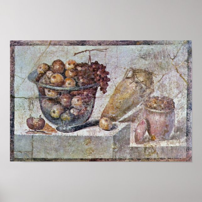 Still Life With Glass Bowl Of Fruit And Vases, Poster (Front)