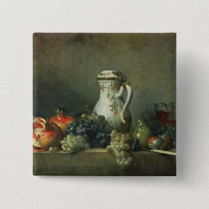 Still Life with Grapes and Pomegranates, 1763 (oil 2 Inch Square Button