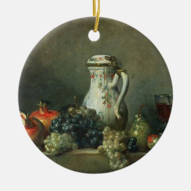 Still Life with Grapes and Pomegranates, 1763 (oil Ceramic Ornament (Front)