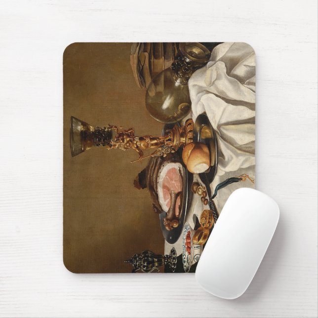 Still life with ham, books and ornamental vessels  mouse pad (With Mouse)