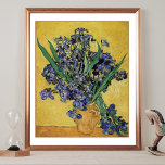 Still Life with Iris Vincent van Gogh Poster<br><div class="desc">A fine art poster with Vincent van Gogh's,  Still Life with Iris (1890). A Post-Impressionist painting. A clay pot with an arrangement of blue-violet irises against a golden background.</div>