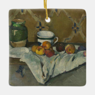 Still Life with Jar, Cup, and Apples Ceramic Ornament