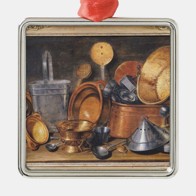 Still Life with Kitchen Utensils Metal Ornament (Front)
