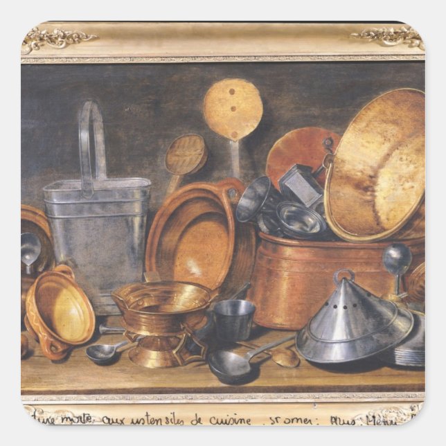 Still Life with Kitchen Utensils Square Sticker (Front)