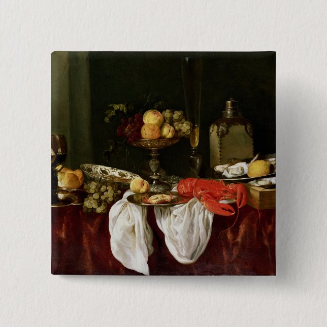 Still Life with lobster 2 Inch Square Button (Front)