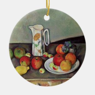 Still life with milk jug and fruit, c.1886-90 (oil ceramic ornament