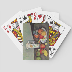 Still life with milk jug and fruit, c.1886-90 (oil playing cards