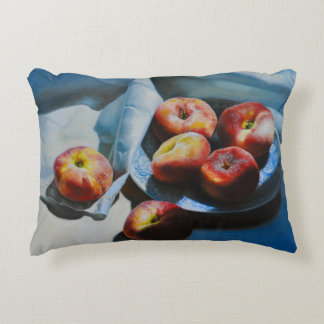 Still Life with Peaches and White Cloth Accent Pillow