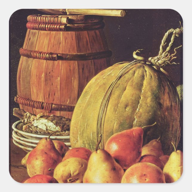 Still Life with pears, melon and barrel Square Sticker (Front)