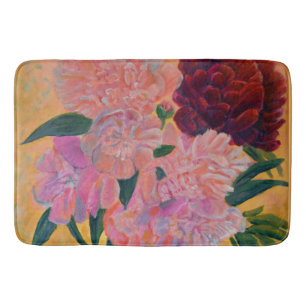 Still Life with Peonies Painting Bath Mat