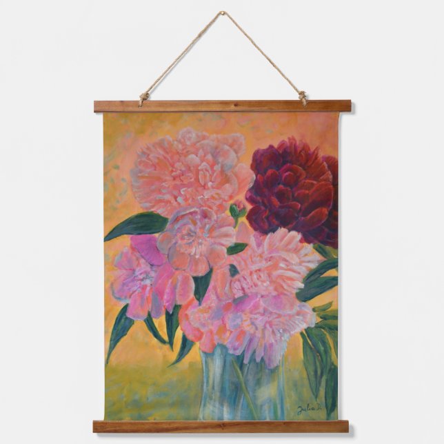 Still Life with Peonies Painting  Hanging Tapestry (Front)