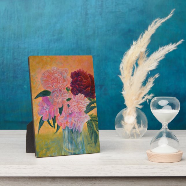 Still Life with Peonies Painting   Plaque (Side)