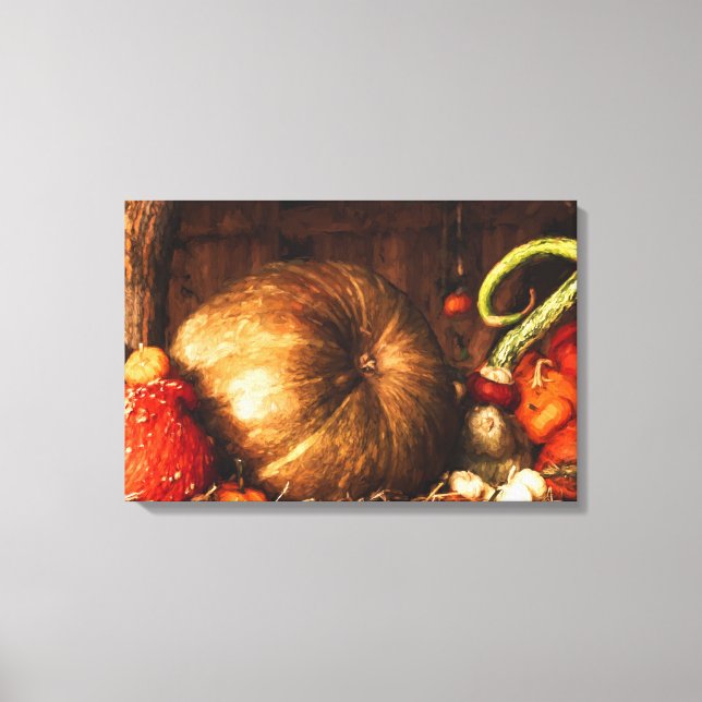 Still Life with Pumpkins Digital Oil Painting Canvas Print (Front)