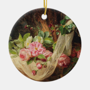Still Life with Roses on a Forest Floor – Lach A. Ceramic Ornament