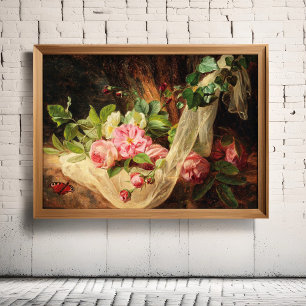 Still Life With Roses On A Forest Floor Poster