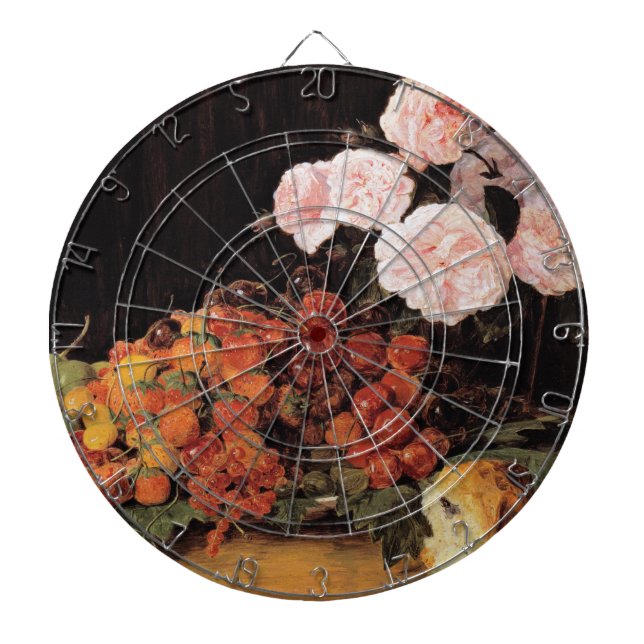 Still Life With Roses, Strawberries and Bread Dartboard (Front)