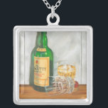 Still Life with Scotch by Jennifer Goldberger Silver Plated Necklace<br><div class="desc">Drain your glass to this realistic still life painting by Jennifer Goldberger. You can almost imagine reaching into the piece and grabbing a glass for yourself. Get your copy today!</div>
