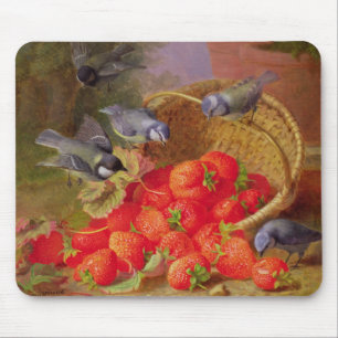 Still Life with Strawberries and Bluetits Mouse Pad