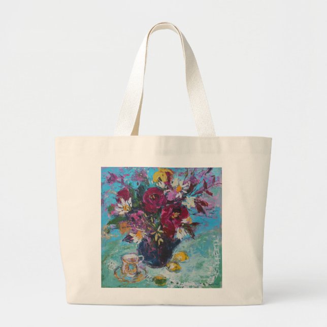Still Life with Tea Cup 2013 Large Tote Bag (Front)