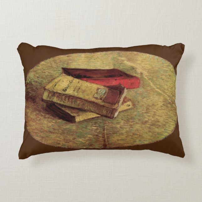 Still Life with Three Books by Vincent van Gogh Accent Pillow (Front)