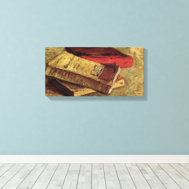 Still Life with Three Books by Vincent van Gogh Canvas Print (Insitu(Wood Floor))