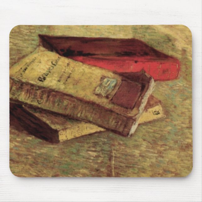 Still Life with Three Books by Vincent van Gogh Mouse Pad (Front)