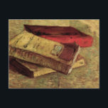 Still Life with Three Books by Vincent van Gogh Postcard<br><div class="desc">Still Life with Three Books by Vincent van Gogh is a vintage fine art post impressionism still life painting featuring 3 books. Great for students, teachers, librarians and Back to School! About the artist: Vincent Willem van Gogh was a Post Impressionist painter whose work was most notable for its rough...</div>