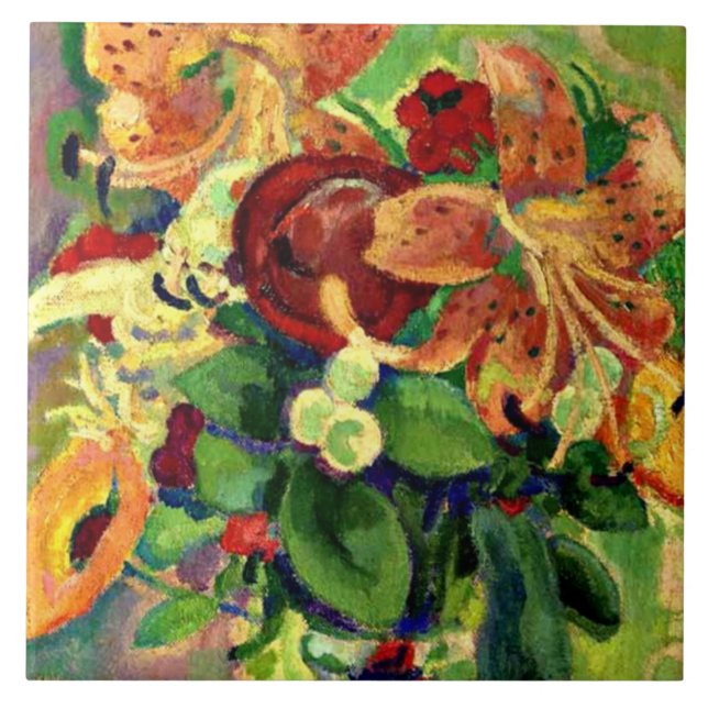 Still Life with Tiger Lilies; Leo Gestel painting Tile (Front)