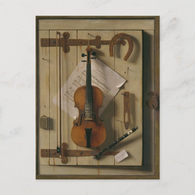 Still Life with Violin and Music, William Harnett Postcard (Front)