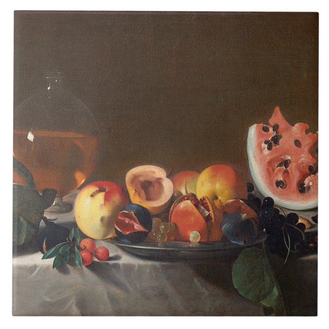 Still life with watermelons and carafe tile (Front)