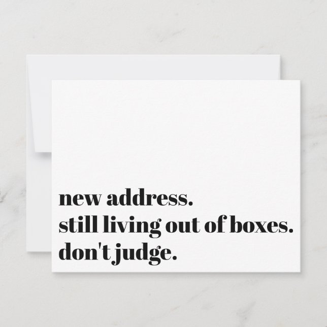 Still Living Out of Boxes, Don't Judge Funny Card (Front)