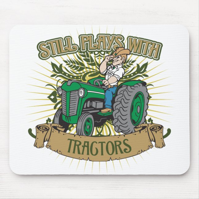 Still Plays With Green Tractors Mouse Pad (Front)