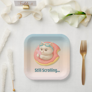 Still Scrolling: Funny Bao Bao Cat Donut Sticker Paper Plate
