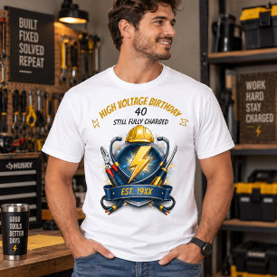 Still Shocking at 40 Electrician Birthday Party T-Shirt