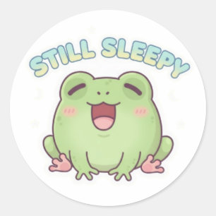 Still Sleepy Frog Sticker Cute Yawning Frog Meme K