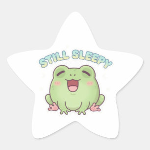 Still Sleepy Frog Sticker Cute Yawning Frog Meme K