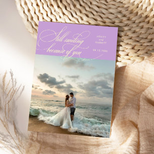 Still Smiling Elegant Wedding Photo Wisteria Thank You Card