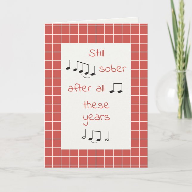 Still Sober After All these Years Red Holiday Card (Front)